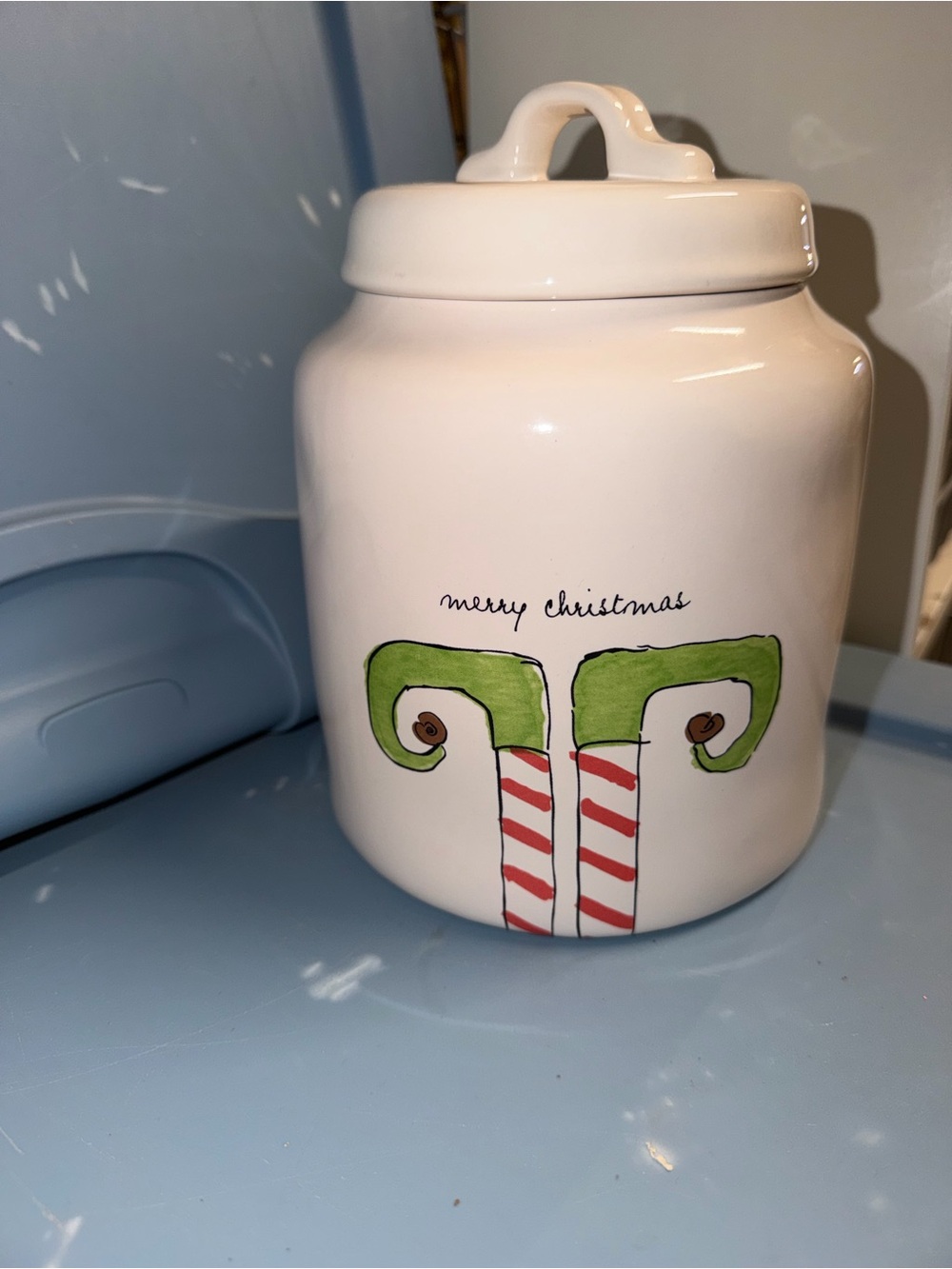 Rae Dunn red merry Christmas canister
